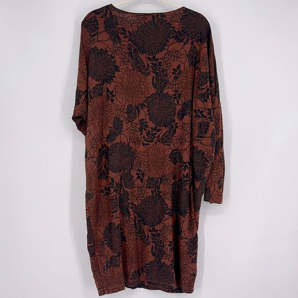 Bryn Walker Alanna Tunic Top Dress Large Rust Floral Print - Picture 4 of 11